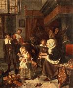 Jan Steen The Feast of St. Nicholas Sweden oil painting artist